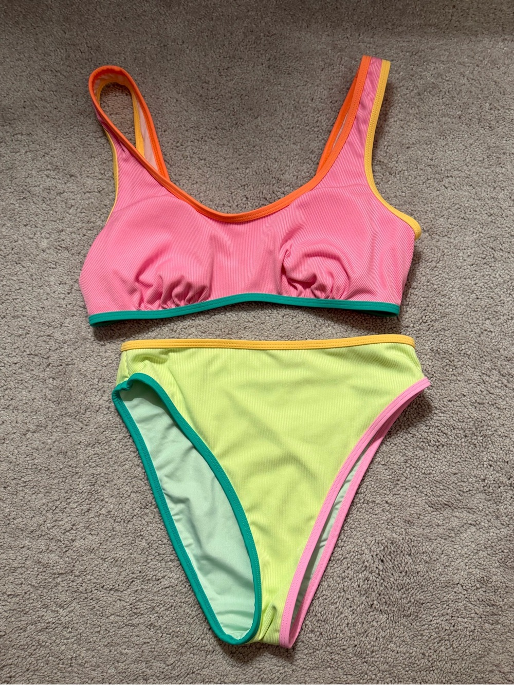 Neon Colorblock Bikini Set